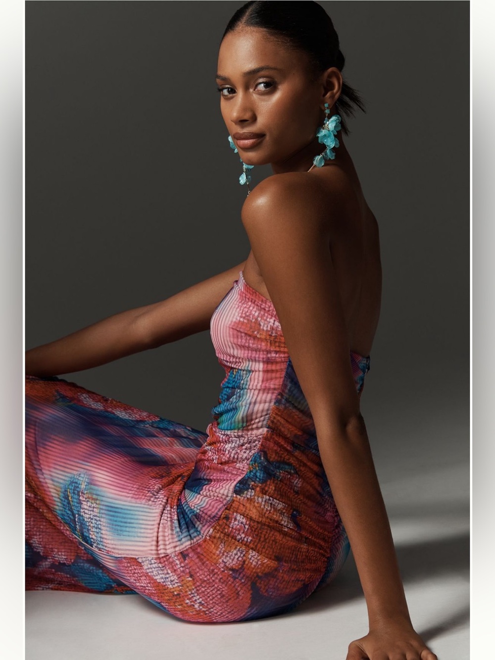 Anthropologie NWT The Soleil Slim Strapless Ruched Mesh Dress size XL. - Picture 16 of 16